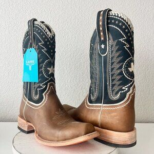 Lane RODEO HOUSTON Mens Cowboy Boots Size 12.5B Brown Leather Western Blunt Toe